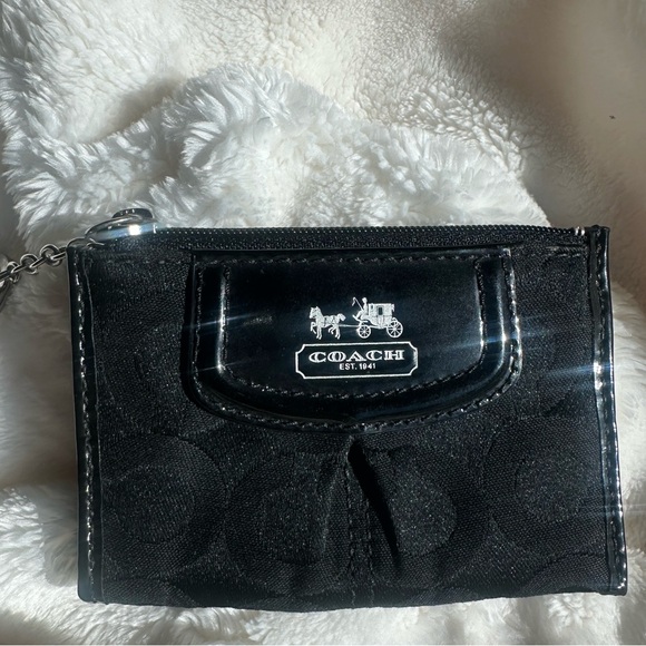Coach Black Signature C Canvas Coin Purse/Card Holder - Picture 2 of 7